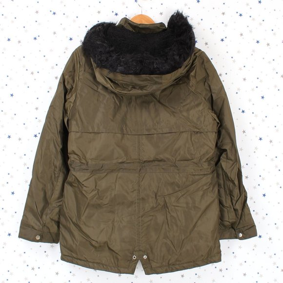 Olive Fur lined Hood Anorak Parka Padded Jacket - Picture 13 of 13
